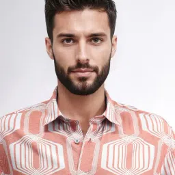 Rare Rabbit Brown Regular Fit Geometric Shirt image 4