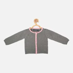 Allen Solly Girls Grey Cotton Cut Work Full Sleeves Cardigan-image-3