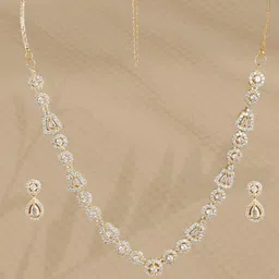 ORANGENYSHA Gold-Plated American Diamond & Cubic Zirconia-Studded Jewellery Set image 3