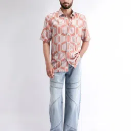 Rare Rabbit Brown Regular Fit Geometric Shirt image 3