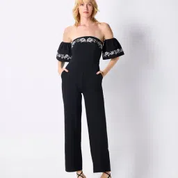 Cover Story Black Embroidered Jumpsuit-image-31