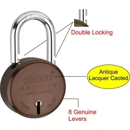ALONE LOCKS Rainbow 65 mm Alloy Steel ‎Antique 9 Keys Each Double Locking Padlock (Pack of 2) image 2
