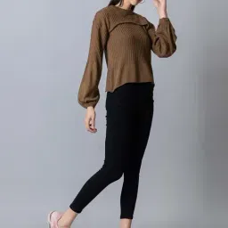 Club York Brown Self Pattern Sweater image 5