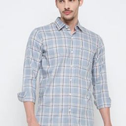 Duke Grey Blended Slim Fit Checkered Shirt-picture-16