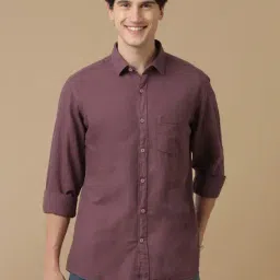 CAVALLO by Linen Club Purple Contemporary Fit Shirt-picture-25