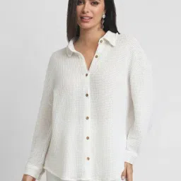 Forever 21 White Self Design Shirt-picture-28