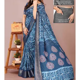 KALINI Blue Printed Silk Blend Sarees-picture-17