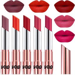 VOLO Set Of 5 Creme Matte Lipstick -Plum 36-Coral 39-Tomato Red 40-Pink 41-Passion Pink 44-picture-20