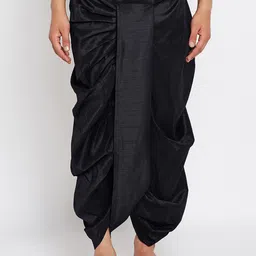 ROYAL KURTA Men Grey & Black Solid Silk Blend Straight Kurta with Dhoti Pants image 2