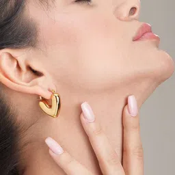 PALMONAS 18k Gold Plated Love Stainless Steel Hoop Earrings image 2