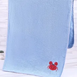 Babyhug Woven Terry Bath Towel With Crab Embroidery L 100 x B 50 cm - White-picture-23