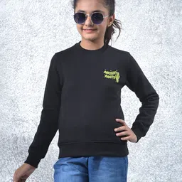 CRIMSOUNE CLUB Cotton Knit Full Sleeves Ancient Roots Text Printed Light Winter Sweatshirt - Black-image-13