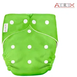 AEREX Reusable Baby Cloth Diapers for 6 Months to 3 Years with White Insert Pad & Anti-Piling Fleece Extra Absorbent Instant Baby Dry Sheet Leak Proof Washable Diaper Baby Bed Protector 50x70cm (Green) image 2
