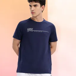 HRX by Hrithik Roshan Brand Logo Printed Raglan Sleeves Rapid-Dry Training or Gym T-shirt image 2