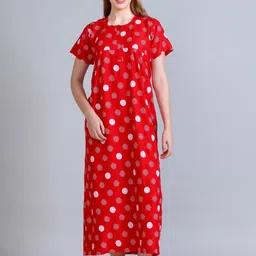 TRUDO Women Geometric Printed Pure Cotton Maxi Nightdress-image-26