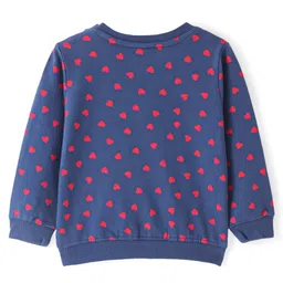 Babyhug Cotton Knit Full Sleeves Sweatshirts With Text & Hearts Print Pack of 2 - & Red Blue image 3