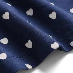 Babyhug 100% Cotton Knit Full Sleeves T-Shirt with Heart Print - Navy Blue image 3