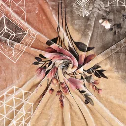 Monte Carlo Peach-Coloured & Brown Heavy Winter Double Bed Blanket 1136 GSM image 5