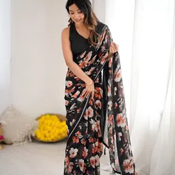 HMP Fashion Women Floral Printed Saree image 2