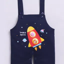 TOONYPORT Cotton Knit Space Theme Printed Dungaree & Half Sleeves Tee Set - Navy Blue image 5