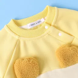 Mark & Mia Full Sleeves Winter Wear Romper With Dog Embroidery & Ear Applique - Yellow image 4