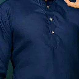 shreeram Men Blue Straight Cotton Kurtas image 3