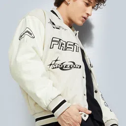 max Men Polyester Crop Open Front Jacket with Patchwork image 4