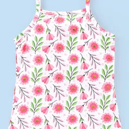 Babyhug 100% Cotton Sleeveless Slips Pack Of 3 - Pink White & Blue image 5