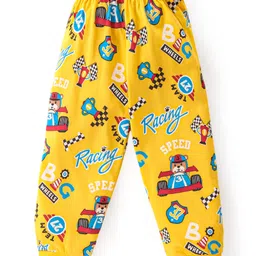 Babyhug Cotton Knit Full Sleeves Night Suit with Car & Bear Print - Yellow image 5