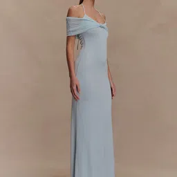 StyleCast x Revolte Women Blue Solid Maxi Dress image 4
