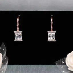 GIVA 925 Sterling Silver Rose Gold Plated Sugar Crystal Drop Earrings image 1