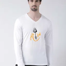 Friskers White Cotton Slim Fit Printed T-Shirt-image-1