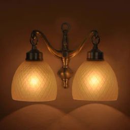 Fos Lighting Antique Brass Downward Frosted Diamond Glass Double Wall Light (Bulb not included)-picture-38