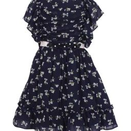 Cutecumber Kids Navy Floral Print Party Dress-picture-35