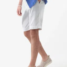 Rare Rabbit White Linen Solid Regular Fit Shorts image 3