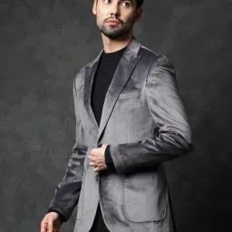 Rare Rabbit Grey Slim Fit Solid Blazer image 3