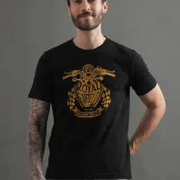 Royal Enfield Classic Black Regular Fit Printed Crew T-Shirt-image-23