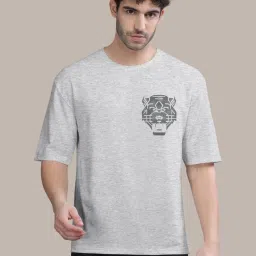 Bullmer White Melange & Black Cotton Oversized Fit Printed T-Shirt - Pack Of 2 image 3