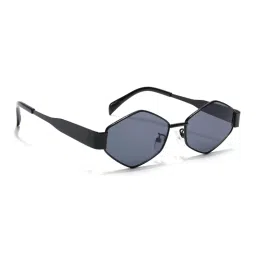 Voyage Unisex Hexagon Grey Lens Black Frame Sunglasses - MG7390 (55)-image-61