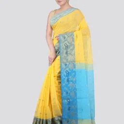 Pinkloom Yellow Silk Printed Saree With Blouse Piece image 3