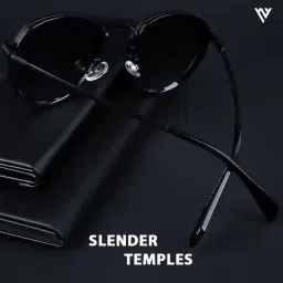 Voyage Black Round Polarised and UV Protected Lens Unisex Sunglasses image 3