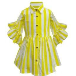 A.T.U.N. Yellow & White Striped Shirt Dress-picture-19