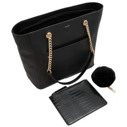 Aldo Black Textured Large Tote Handbag image 3