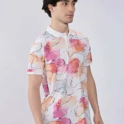 Spykar Blackberry Wine Cotton Slim Fit Printed Polo T-Shirt image 3