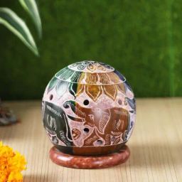Aapno Rajasthan Multicolor Soapstone Elephant Print Tealight Holder-picture-38