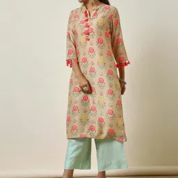 Soch Beige Printed Straight Kurta image 3