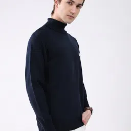 Monte Carlo Navy Blue Solid Regular Fit Pullover image 3