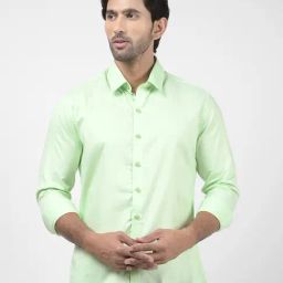 Numero Uno Green Cotton Slim Fit Shirt-picture-2