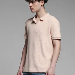 Jack & Jones Pink Cotton Regular Fit Texture Polo T-Shirts image 3