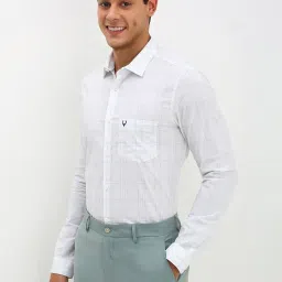 Allen Solly White Slim fit Checks Formal Shirt image 3